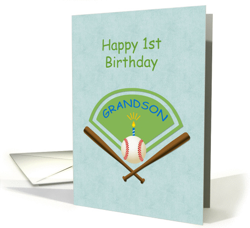 First Birthday for Grandson with Baseball Theme card (1435592)
