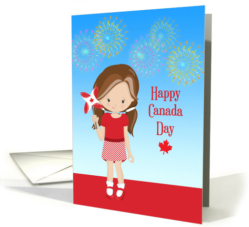 Canada Day Celebration with Girl and Fireworks card (1435694)