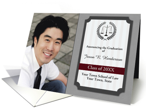 Graduation from Law School Photo Announcement, Customize card