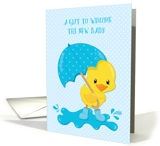 New Baby Gift with Yellow Duck and Blue Umbrella card (1436038)