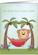 Retirement Wishes, Monkey in Hammock card