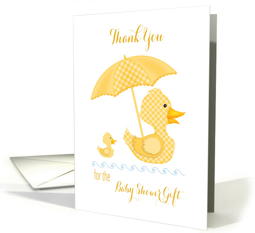 Thank You for Baby Shower Gift with Yellow Gingham Ducks card