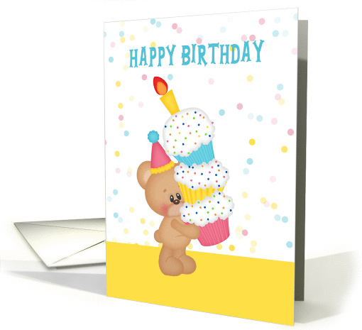 Birthday Bear with Cupcakes card (1437470)