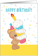 Birthday Bear with Cupcakes card