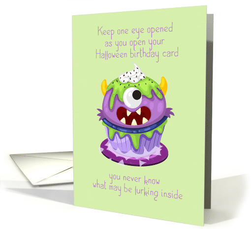 Scary Halloween Cupcake for Halloween Birthday card (1439778)