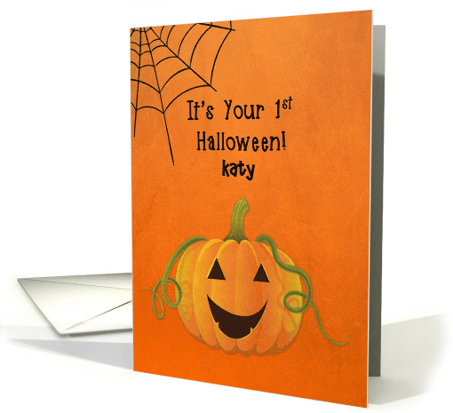 Customizable 1st Halloween with Happy Pumpkin card (1441716)