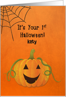 Customizable 1st Halloween with Happy Pumpkin card