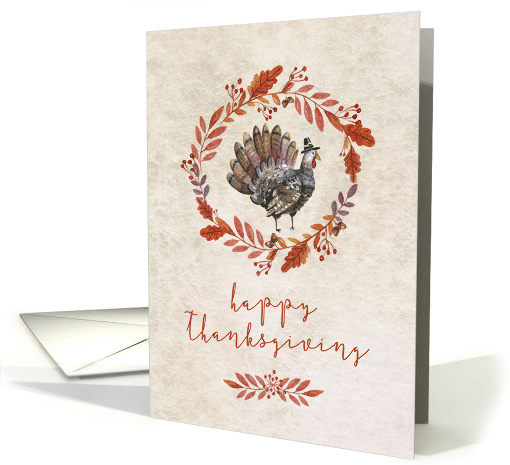 Autumn Wreath with Turkey, Happy Thanksgiving card (1442076)