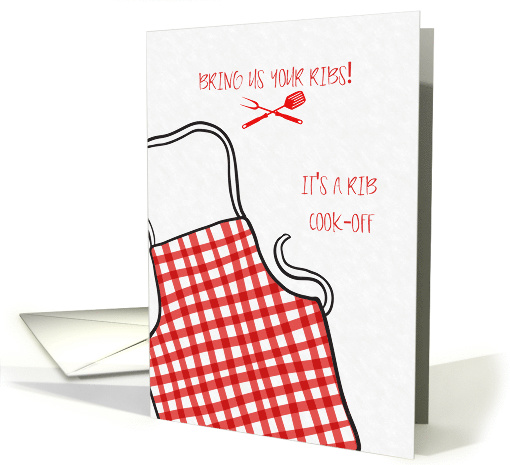Rib Cook-off Invitation with Red Gingham Apron card (1443382)
