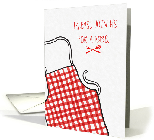 Barbecue Invitation with Red Gingham Apron card (1443384)
