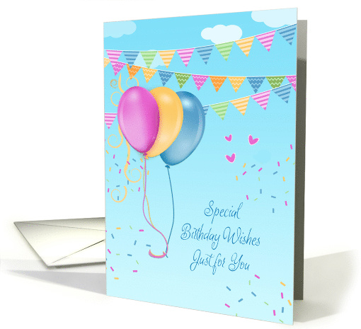 Birthday with Floating Balloons and Bunting Flags card (1443388)