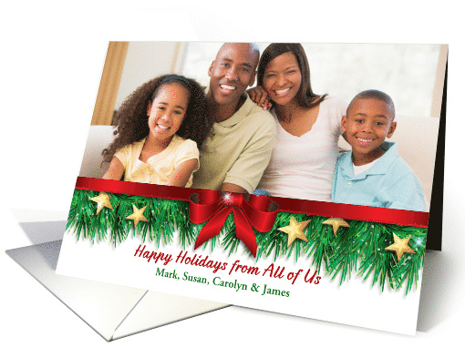 Garland with Bow Happy Holiday Photo Card from All of Us card