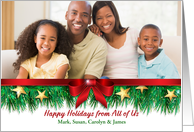 Garland with Bow Happy Holiday Photo Card from All of Us card