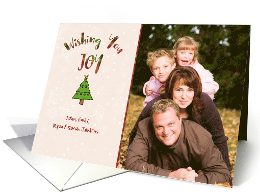 Joyous Plaid Typography with Christmas Tree Photo card (1449684)