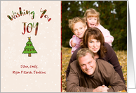 Joyous Plaid Typography with Christmas Tree Photo Card