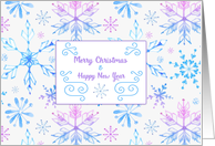 Watercolor Pastel Snowflakes for Christmas card