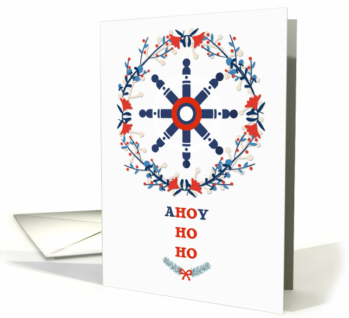 Nautical Themed Christmas Floral Wreath card (1450220)