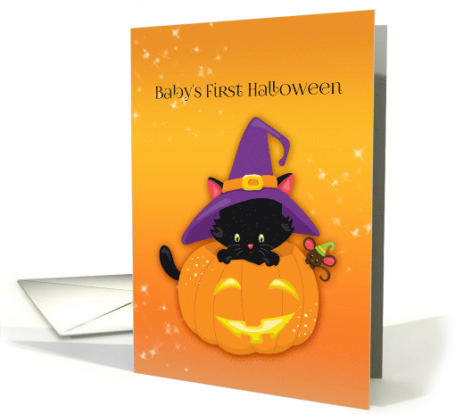 Baby's First Halloween with Black Kitty and Pumpkin card (1450464)