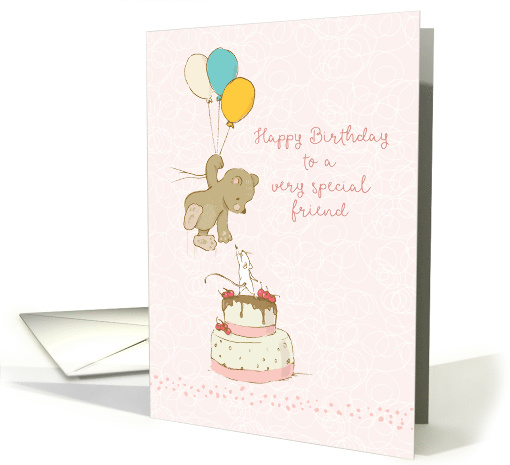 Special Friend Birthday with Sweet Bear Cake and Mouse card (1450750)