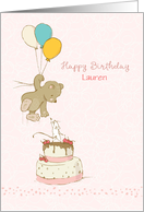 Personalized Birthday with Sweet Bear Cake and Mouse card