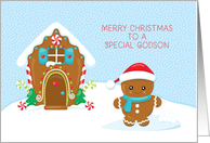 Godson Christmas Gingerbread Boy and House card