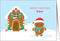 Personalize Christmas Gingerbread Boy and House card