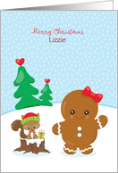 Personalized Christmas Gingerbread Girl card