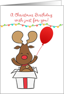 Christmas Birthday Reindeer with Balloon card