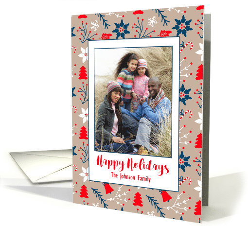 Happy Holidays Floral Photo card (1453796)