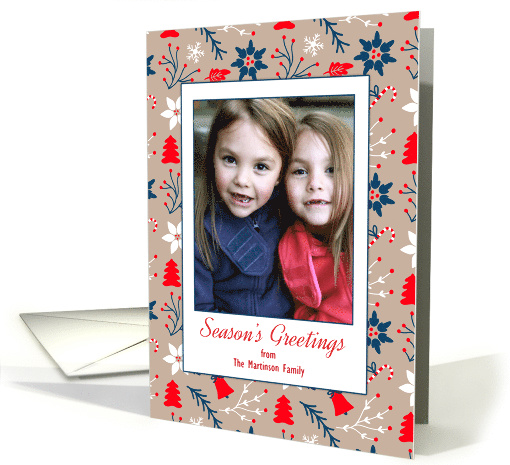 Season's Greetings Holiday Floral Photo card (1453832)