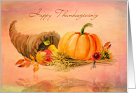 Thanksgiving Cornucopia Pumpkin card