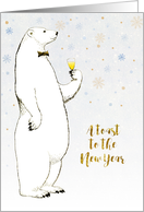 Happy New Year Polar Bear with Cocktail card