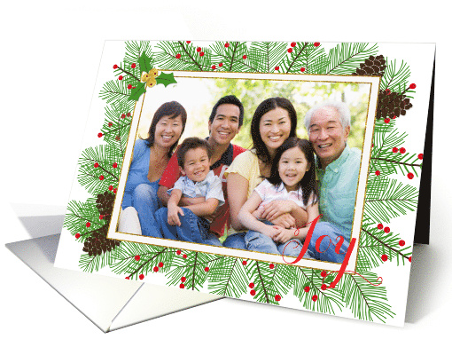 Joyful Holiday Pine and Berries Photo card (1457116)