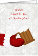 Santa Beer Mug Merry Christmas Brother Personalize card