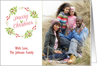 Holly Wreath Christmas Photo Card