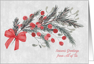 Season’s Greetings from All of Us Holiday Evergreen Berries card