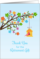 Retirement Gift Thank You Flowers and Birdhouse card