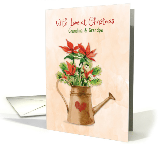 Christmas Poinsettia Watering Can with Heart Customize card (1460890)