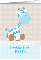 Baby Boy Congratulations Blue Giraffe card