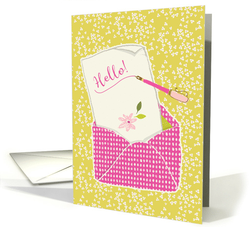 Hello Note in Envelope with Pen card (1461434)
