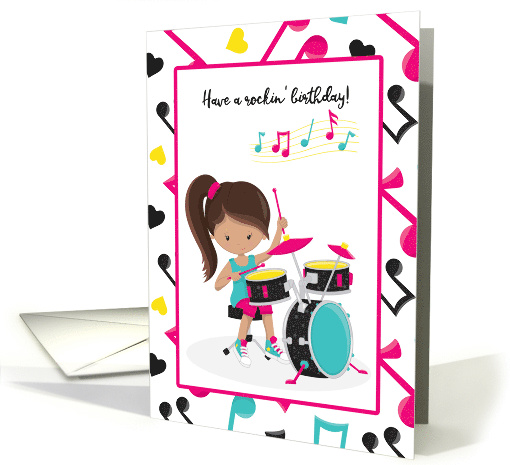 Tween Girl Drummer Rockin' Birthday card (1461656)