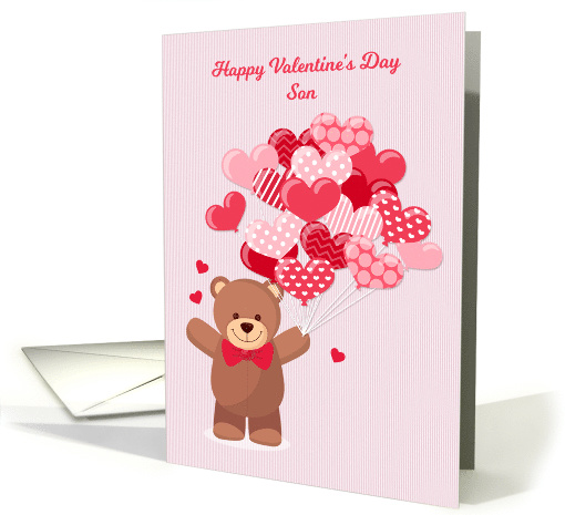 Son Valentine's Day with Bear and Heart Balloons card (1462472)