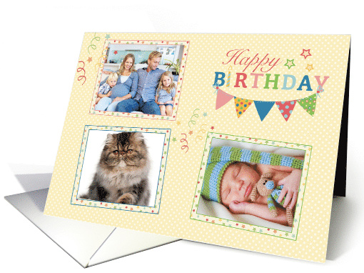 Three Photo Places Festive Happy Birthday card (1462544)