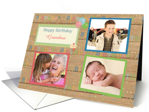 Three Photos Customizable Happy Birthday Grandma card (1462556)