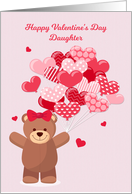 Daughter Valentine’s Day with Bear and Heart Balloons card