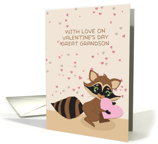 Great Grandson Valentine's Day Raccoon card (1462900)