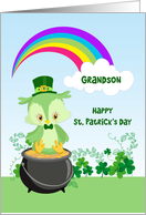 Grandson Green Owl St. Patrick’s Day card