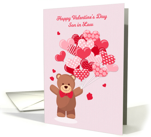 Son in Law Valentine's Day with Bear and Heart Balloons card (1464100)