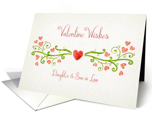 Daughter and Son in Law Valentine's Day Scrolled Hearts card (1464152)