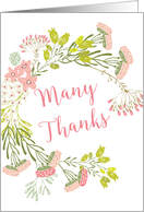 Many Thanks Floral Wreath card